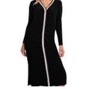 Sympli Underline V-Neck Midi Dress in Black - Size 12